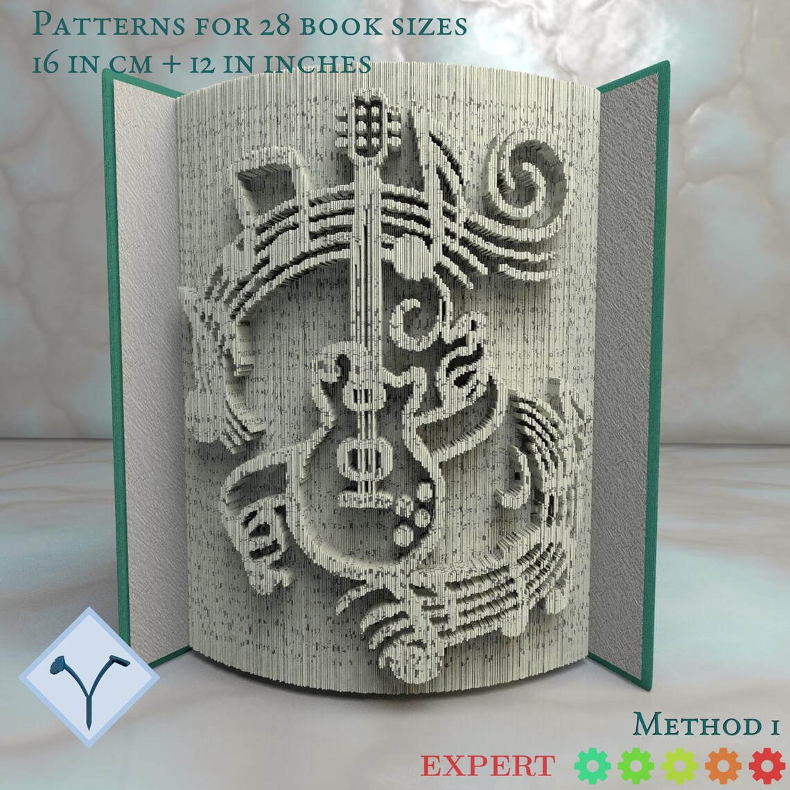 Guitar Musical Notes Book Folding Pattern Instruction DIY Etsy