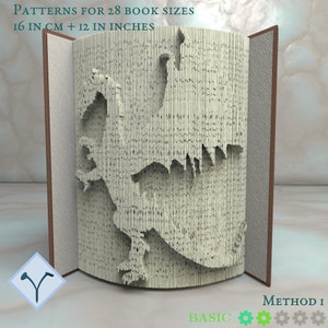Standing Dragon: Book Folding Pattern, Instruction DIY folded book art, cut and fold books & only cut free patterns free texture image 6