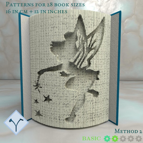 Fairy: Book Folding Pattern, Instruction DIY folded book art, cut and fold books & only cut + free patterns + free texture