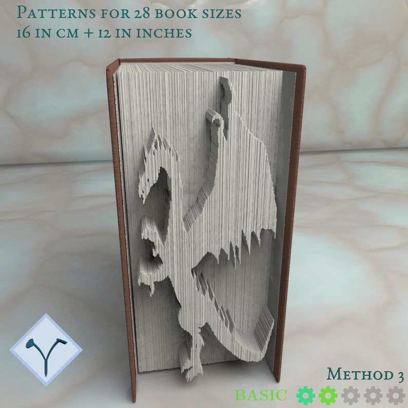 Standing Dragon: Book Folding Pattern, Instruction DIY folded book art, cut and fold books & only cut free patterns free texture image 4