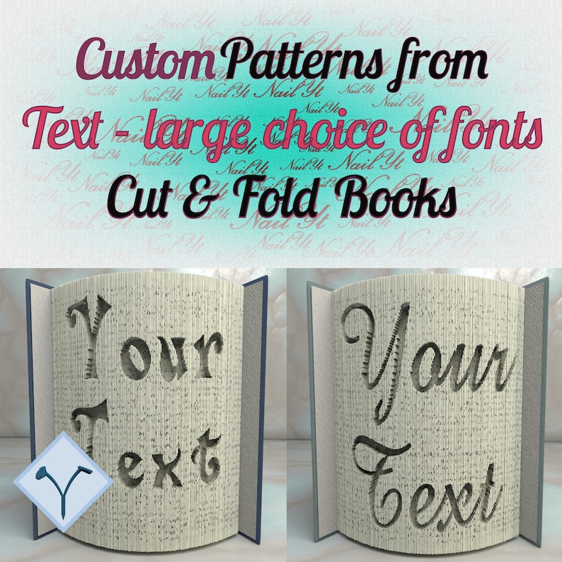 Custom pattern from image or text : cut & fold or only cut books. Customized Book Folding Templates and Instructions 画像 2