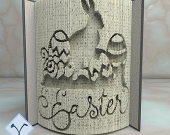Easter Bunny And Eggs: Book Folding Pattern, Instruction DIY folded book art, cut and fold books & only cut + free patterns + free texture