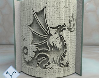 Fire-Breathing Dragon: Book Folding Pattern, Instruction DIY folded book art, cut and fold books & only cut, free patterns + texture