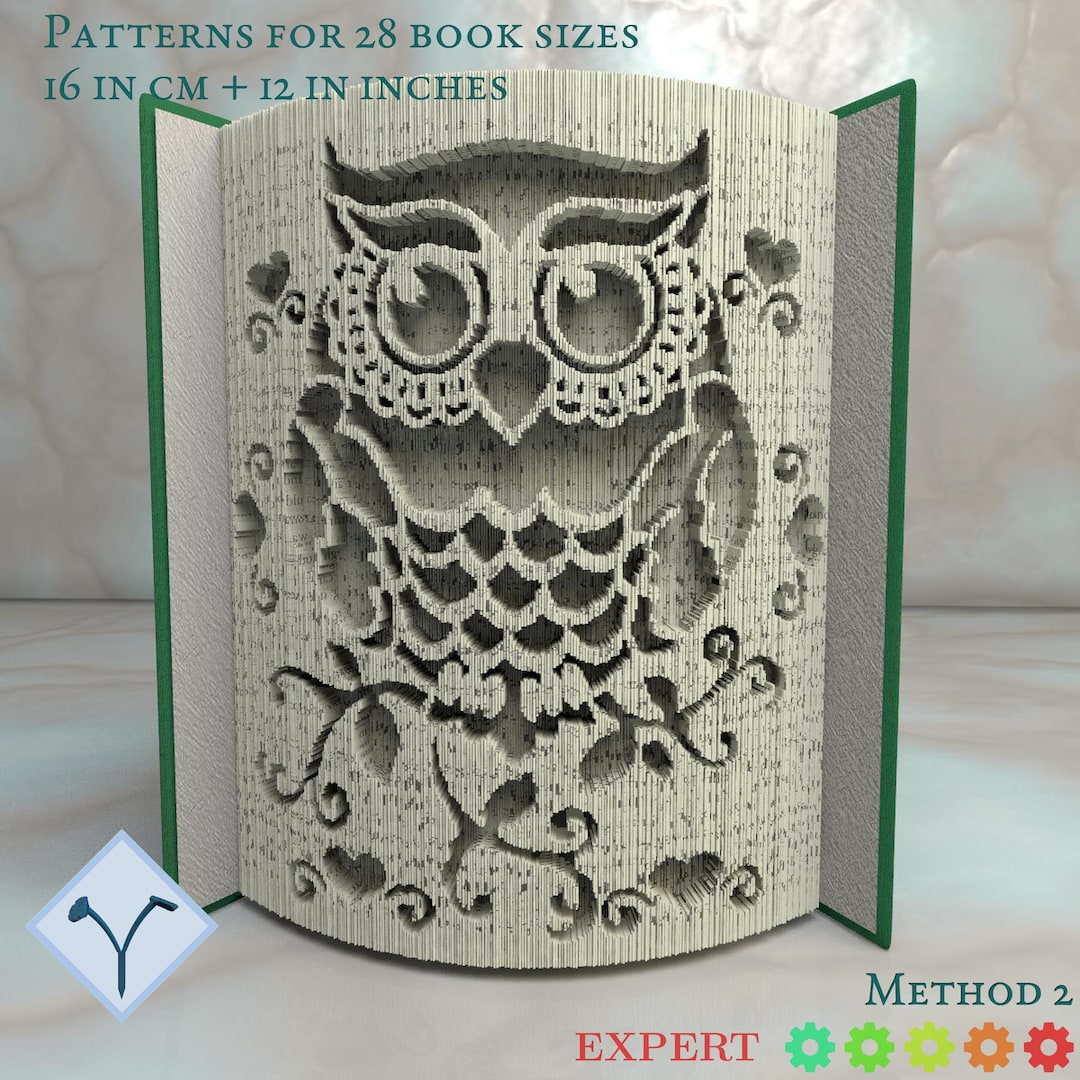 Owl Book Folding Pattern, Instruction DIY Folded Book Art, Cut and