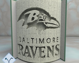 NFL Baltimore Ravens: Book Folding Pattern, Instruction DIY folded book art, cut and fold books & only cut + free patterns + free texture