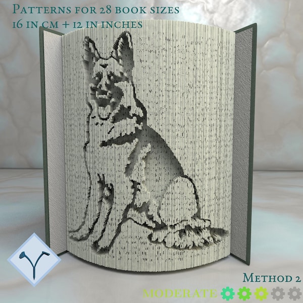 Dog - German Shepart: Book Folding Pattern, Instruction DIY folded book art, cut and fold books & only cut, free patterns + texture