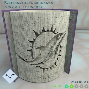 NFL Miami Dolphins: Book Folding Pattern, Instruction DIY folded book art, cut and fold books & only cut + free patterns + free texture