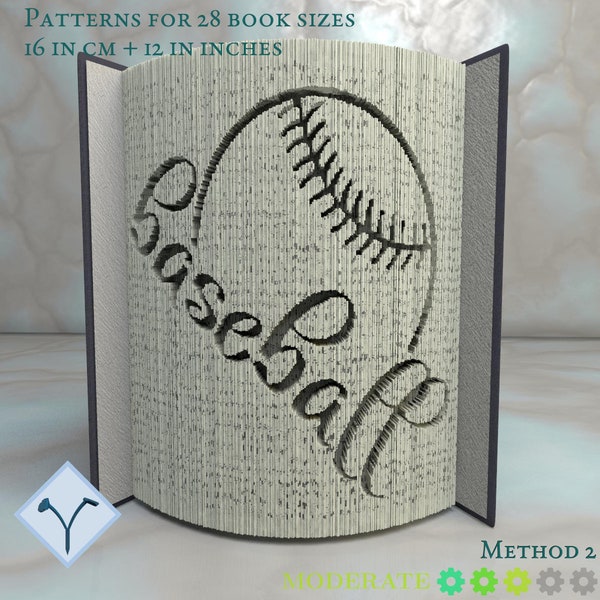 Baseball: Book Folding Pattern, Instruction DIY folded book art, cut and fold books & only cut + free patterns + free texture