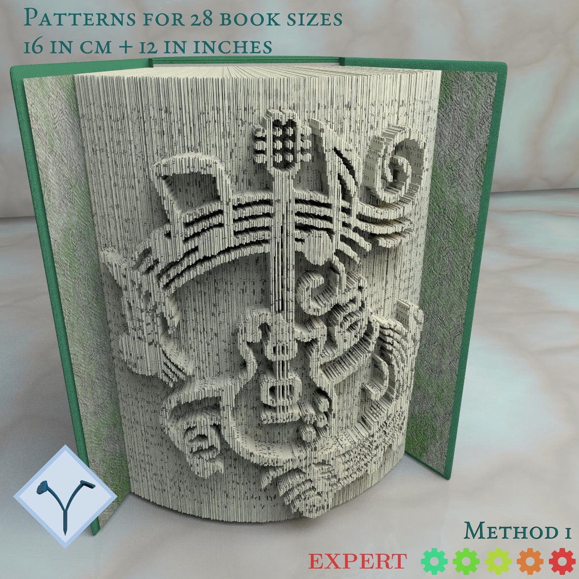 Guitar Musical Notes Book Folding Pattern Instruction DIY Etsy