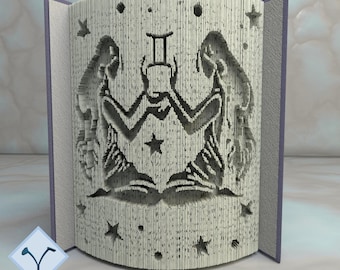 Zodiac Symbol - Gemini: DIY Cut & Fold Art, Book Folding Pattern and Instructions (PDF)