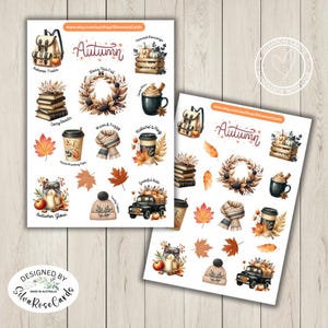 Autumn Sticker Sheets Waterproof Stickers Glossy Planner Scrapbook Journal Stickers Bottle Stickers Kids Craft Stickers Set of 2 Card Making