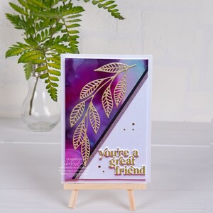Conception unique d’encre d’alcool A6 découpée en or feuille florale amitié gratitude carte faite à la main 300 gsm embellissements de base de carte blanche