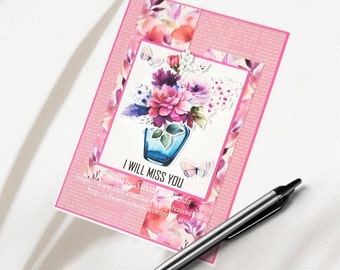 Handmade Miss You Card: Floral Vase, Watercolor Bouquet