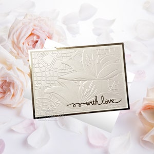 Wedding With Love die cut dry Embossed Floral handmade gold mirror card pearl finish paper