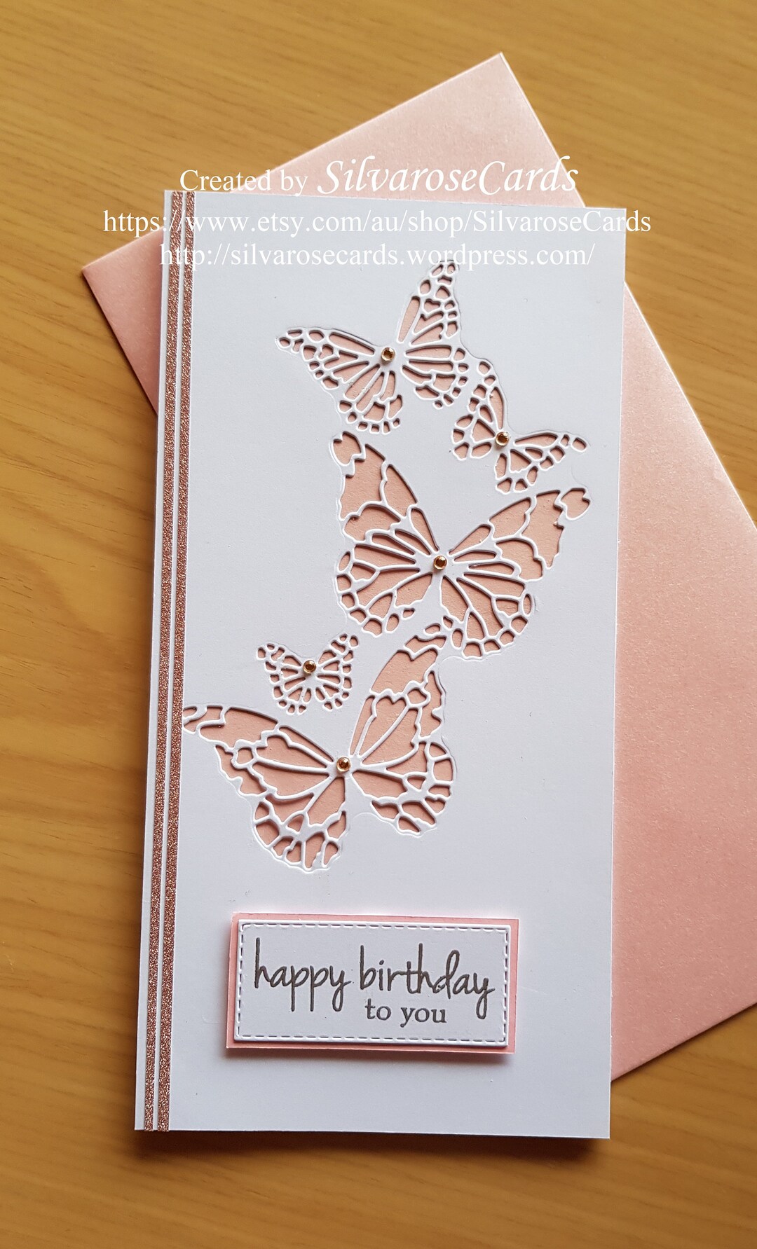 Happy Birthday Handmade Card, Hand Stamped Card, Butterfly Cards, Die Cut Butterfly Cards