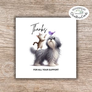 Biglietti di ringraziamento/Biglietto di ringraziamento per amico/Supporto per amicizia/Biglietto di supporto per amico/Biglietti di ringraziamento fatti a mano/Biglietto per amanti degli animali/Cane e gatto stampati