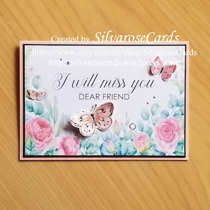 Cartão Miss You personalizado, cartões de amizade feitos à mão, cartões feitos à mão, cartões florais, cartões da natureza, cartões de borboletas, cartões florais impressos