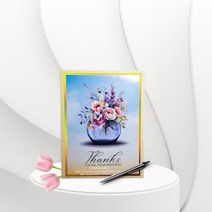 Thanks handmade card, thank you custom handmade cards, floral bouquet, vase floral bouquet, handmade card, Wildflowers, Printed floral cards