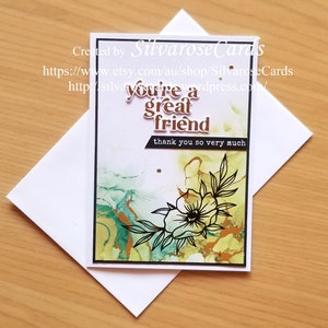 Cartes d'amitié faites à la main, cartes d'amitié de remerciement, cartes d'amitié florales faites à la main, cartes Stampin Up, vous êtes un grand ami, carte d'aluminium,
