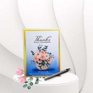 Thanks handmade card, thank you custom handmade cards, floral bouquet, vase floral bouquet, handmade card, Wildflowers, Printed floral cards