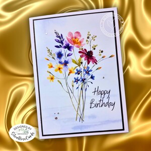 Geburtstagskarte Handgemachte Blumen Geburtstagskarte Blumen Wildblumen Blumen Prägepapier Elegantes 10.5x14.8 cm Andenken für jede Feier!