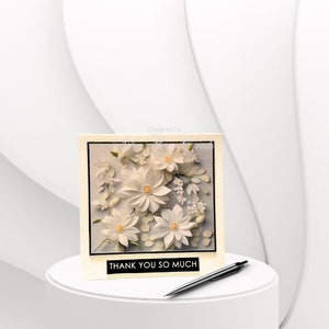 Thank you daisy handmade card, Custom blank Card,  3D florals handmade card, Printed 3D floral card, daisy handmade card, Square custom card