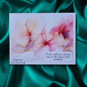 Versículo da Bíblia Simpatia religiosa inspirador colorido floral tinta alcoólica inspirada impressão brilhante feita à mão qualidade A2 300 gsm base de cartão branco