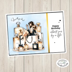 Cartão de feliz aniversário exclusivo feito à mão, elegante, para compras, perfume, premium, branco, impressão, 300gsm, cartão de felicitações personalizado