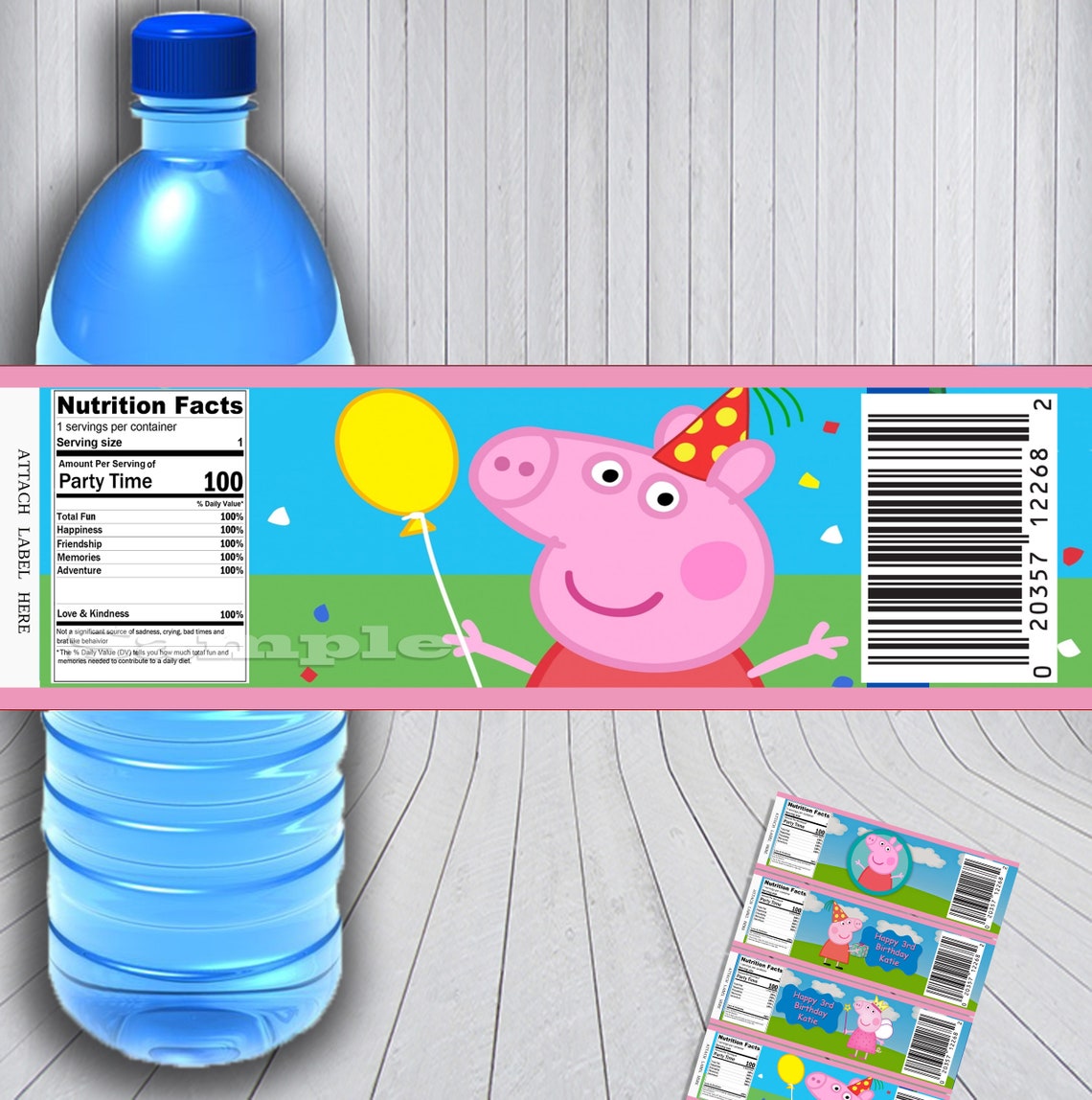 Peppa Pig Customizable Party Labels/water Bottle Label/party | Etsy