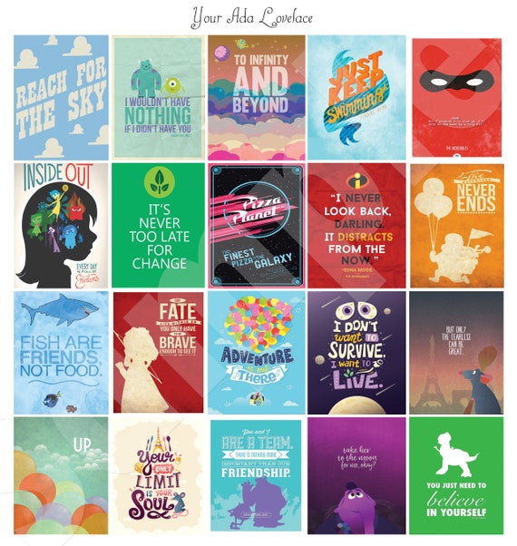 Pixar Disney Quotes Sticker Set Inspired by Erin Condren/Happy Etsy
