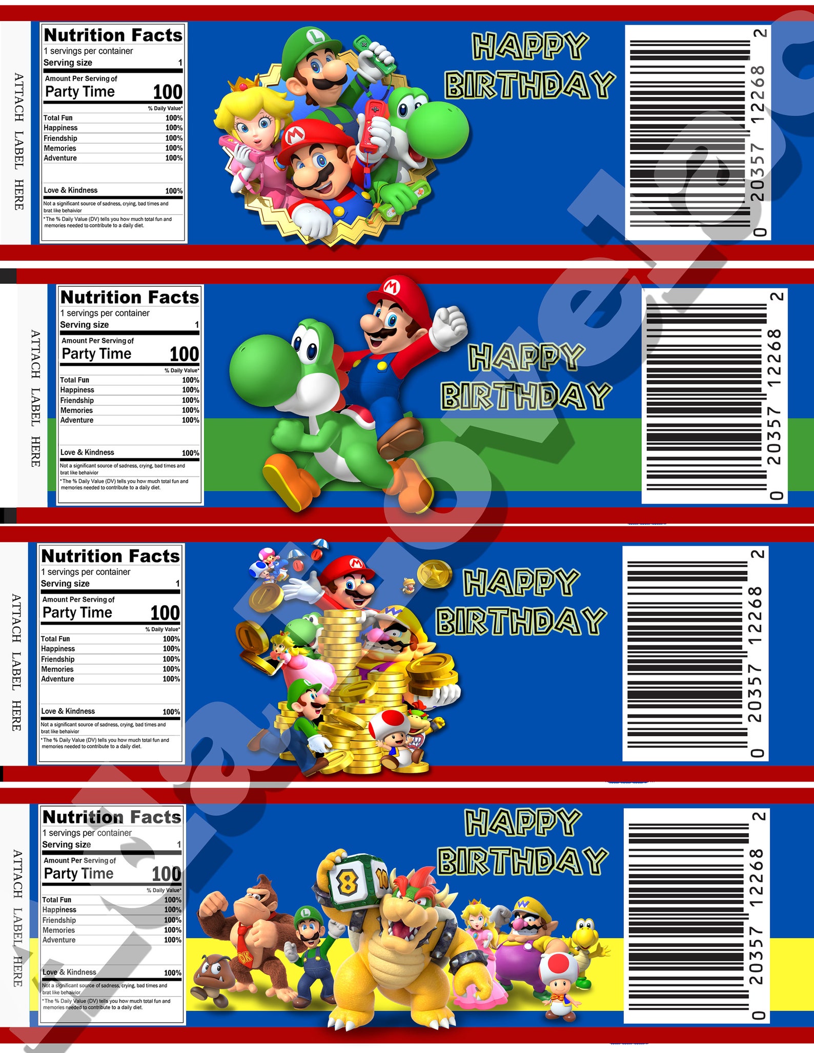 Super Mario Customizable Party Labels/Water Bottle Label/Party | Etsy