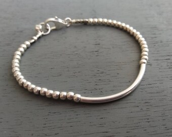 pour elle, bracelet en perles d'argent, bracelet cadeau d'anniversaire, bracelet cadeau de mariage, cadeau tressé, cadeau, cadeau de fête des mères