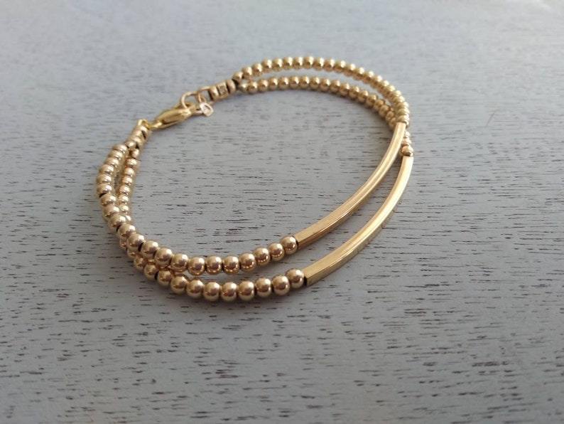 Goldfill beaded bracelate, goldfill modern bracelet ,, Mothers day gift image 2