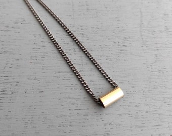 Collier délicat argent oxydé et goldfill collier moderne, collier à maillons de chaîne, ,, cadeau de fête des mères