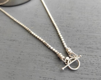 Collier minimaliste, collier de déclaration, collier en argent bascule, collier chaîne en argent, cadeau de fête des mères