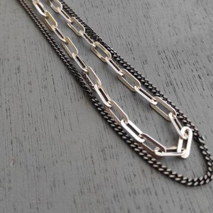 Layered necklace, paper clip silver necklace, silver chain necklace, Minimalist necklace, Set of necklaces, Mothers day gift