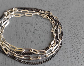 Bracelet enveloppé, bracelets à brins multiples, collier en couches, bracelet en argent trombone, bracelet chaîne en argent, cadeau de fête des mères