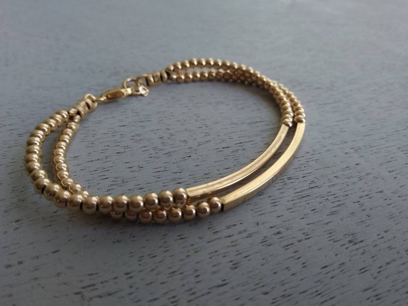Goldfill beaded bracelate, goldfill modern bracelet ,, Mothers day gift image 5