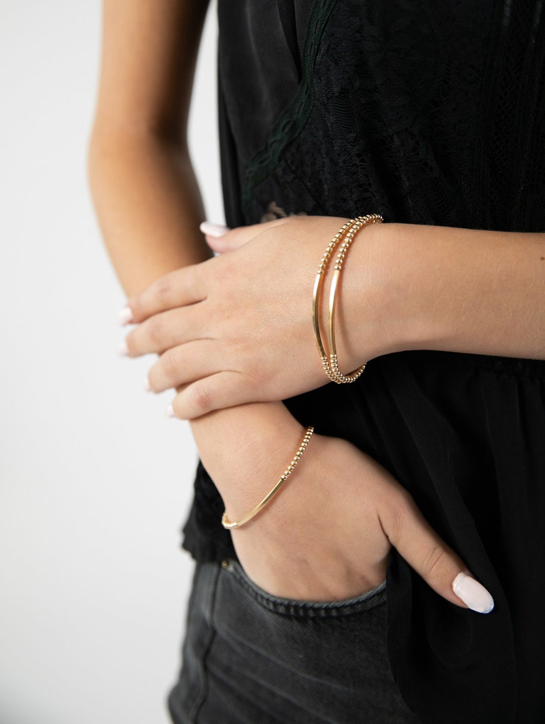 Goldfill beaded bracelate, goldfill modern bracelet ,, Mothers day gift image 1