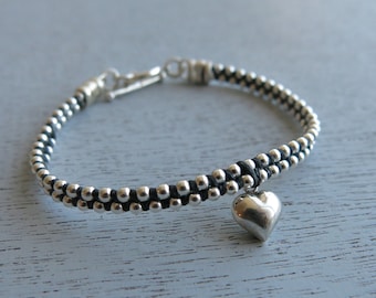 bracelet à breloques coeur, cadeau fête des mères