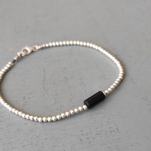 Silver beaded anklet, agate stone bracelet, silver leg bracelet ,, Mothers day gift image 2