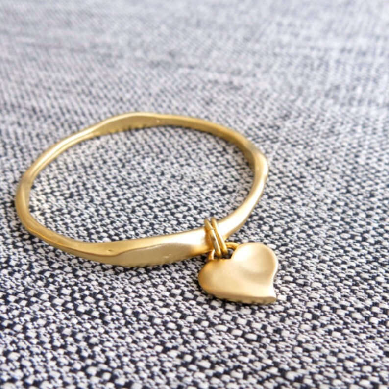 Set of Gold Bangle Bracelet Charm Bangle Bracelet Love Charm Etsy