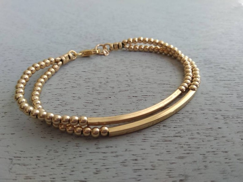 Goldfill beaded bracelate, goldfill modern bracelet ,, Mothers day gift image 4