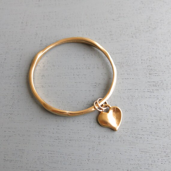 Gold charm bracelet Heart charm bracelet birthday gift for Etsy