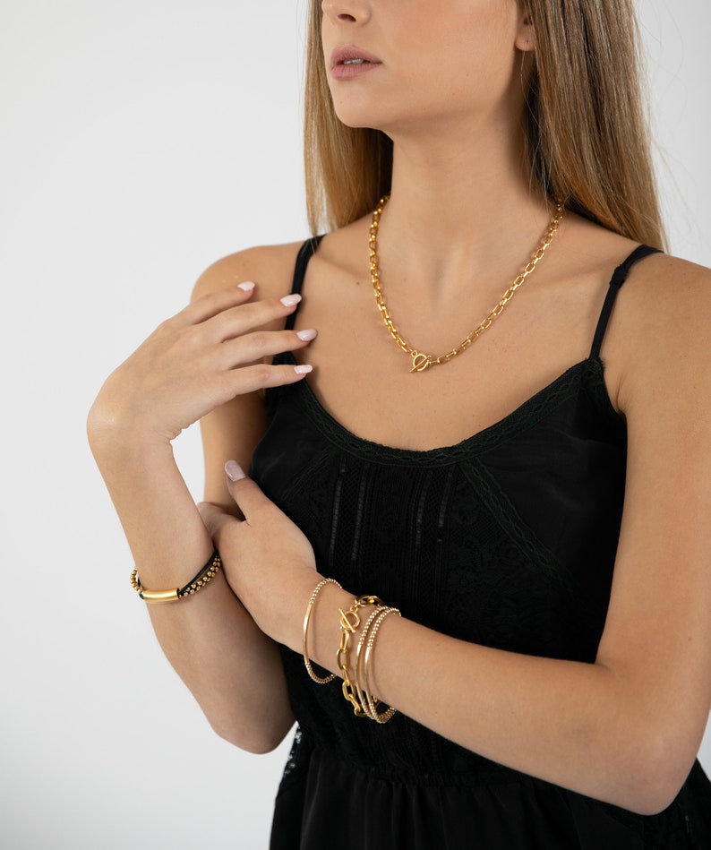 Goldfill beaded bracelate, goldfill modern bracelet ,, Mothers day gift image 3