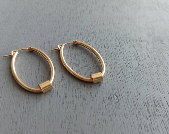 Boucles d'oreilles créoles goldfill 18k, boucle d'oreille gitane, cerceaux épais, ,, cadeau de fête des mères