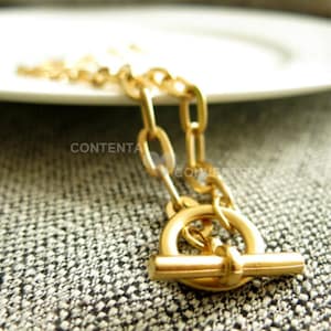 T bar necklace, Toggle Necklace, Gold heavy necklace, Mothers day gift