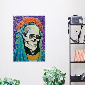 Impression de &#39;Santa Muerte XVIII&#39; - édition limitée affiche impression de peinture originale Style traditionnel mexicain jour de la mort mort tatouage #18