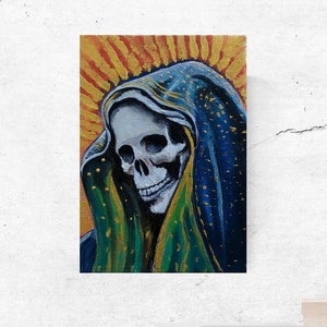 Impression de &#39;Santa Muerte VII&#39; - édition limitée affiche PRINT de peinture originale Style traditionnel mexicain jour de la mort mort tatouage #7