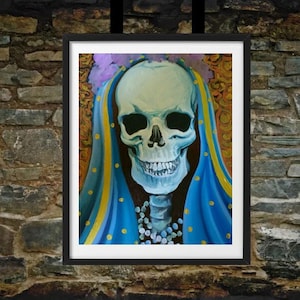 Impression de &#39;Santa Muerte IX&#39; - édition limitée affiche PRINT de peinture originale Style traditionnel mexicain jour de la mort mort tatouage #9